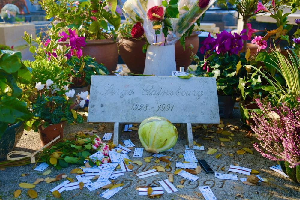 A cabbage on a gravestone