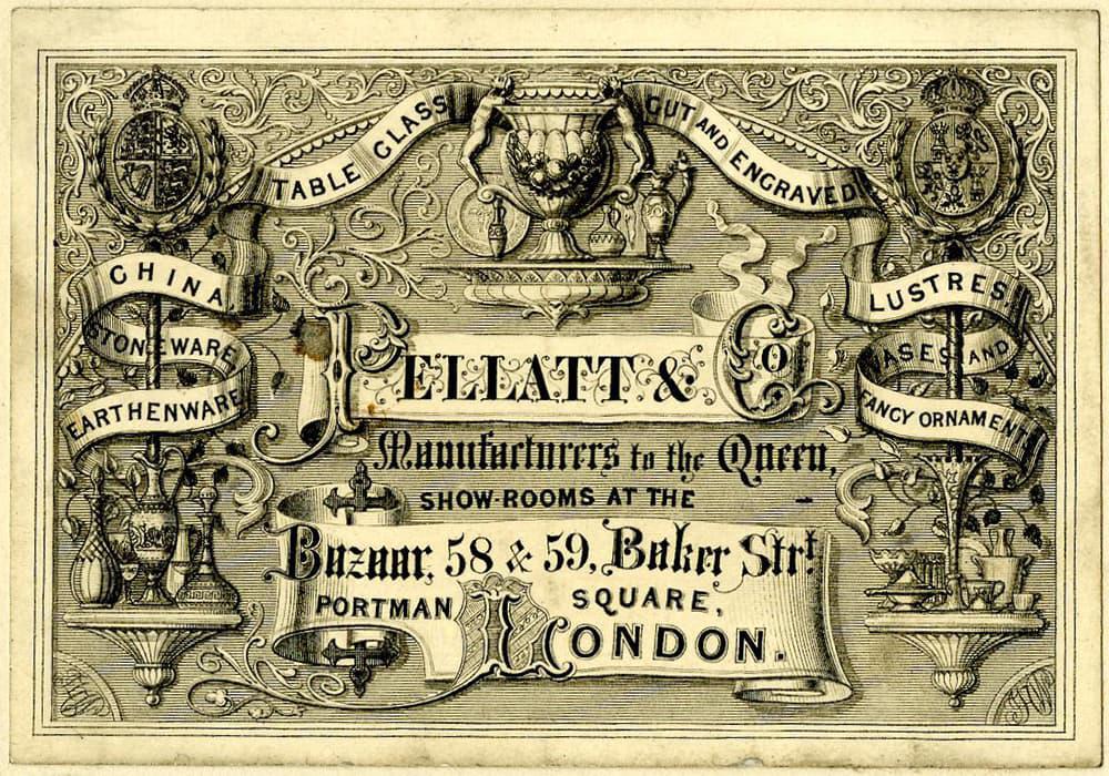 Ornate calling card reading Pellatt & Co