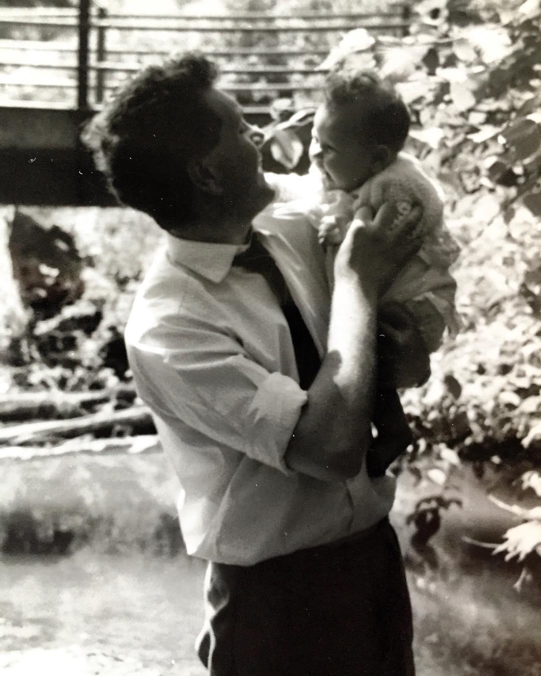 My grandad holding my mom. It's very jarring to see him in a wheelchair with parts of his body removed. It's clearly a frustration to him when he's such a practical, hands-on guy