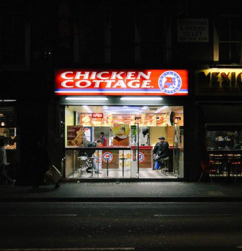 late. the chicken man does his thing.