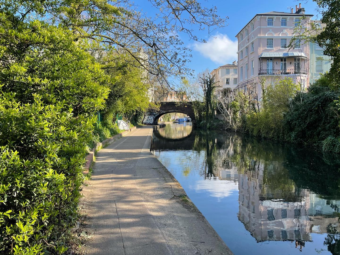 Canal reflecting the blue sky