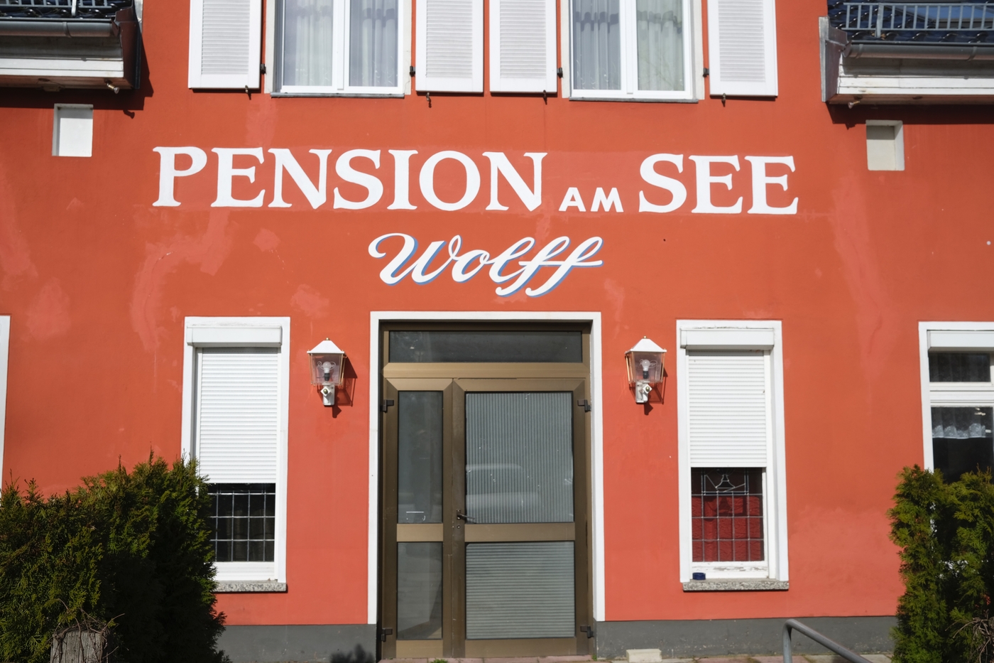 A colorfully painted pension