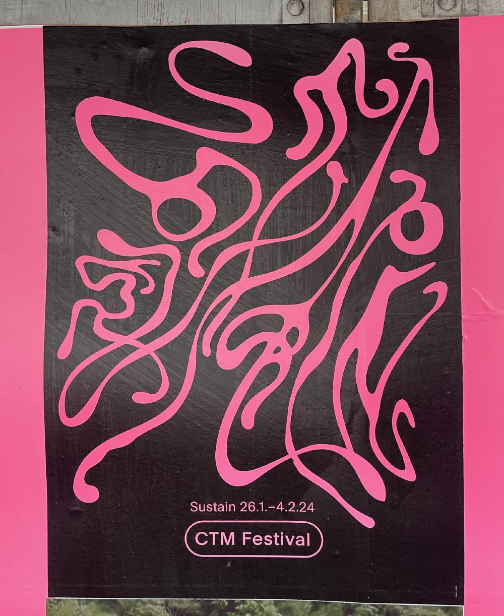 Pink and black abstract event poster