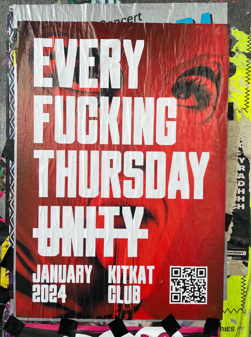 Poster for Kitkat reading Every Fucking Thursday Night