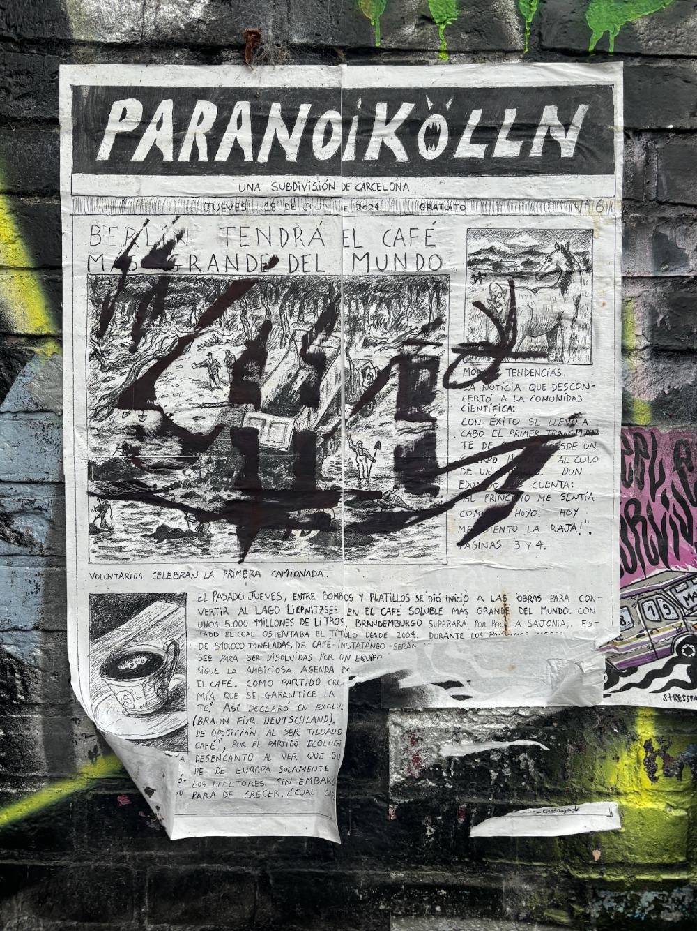 Hand drawn newspaper front page called Paraneukölln