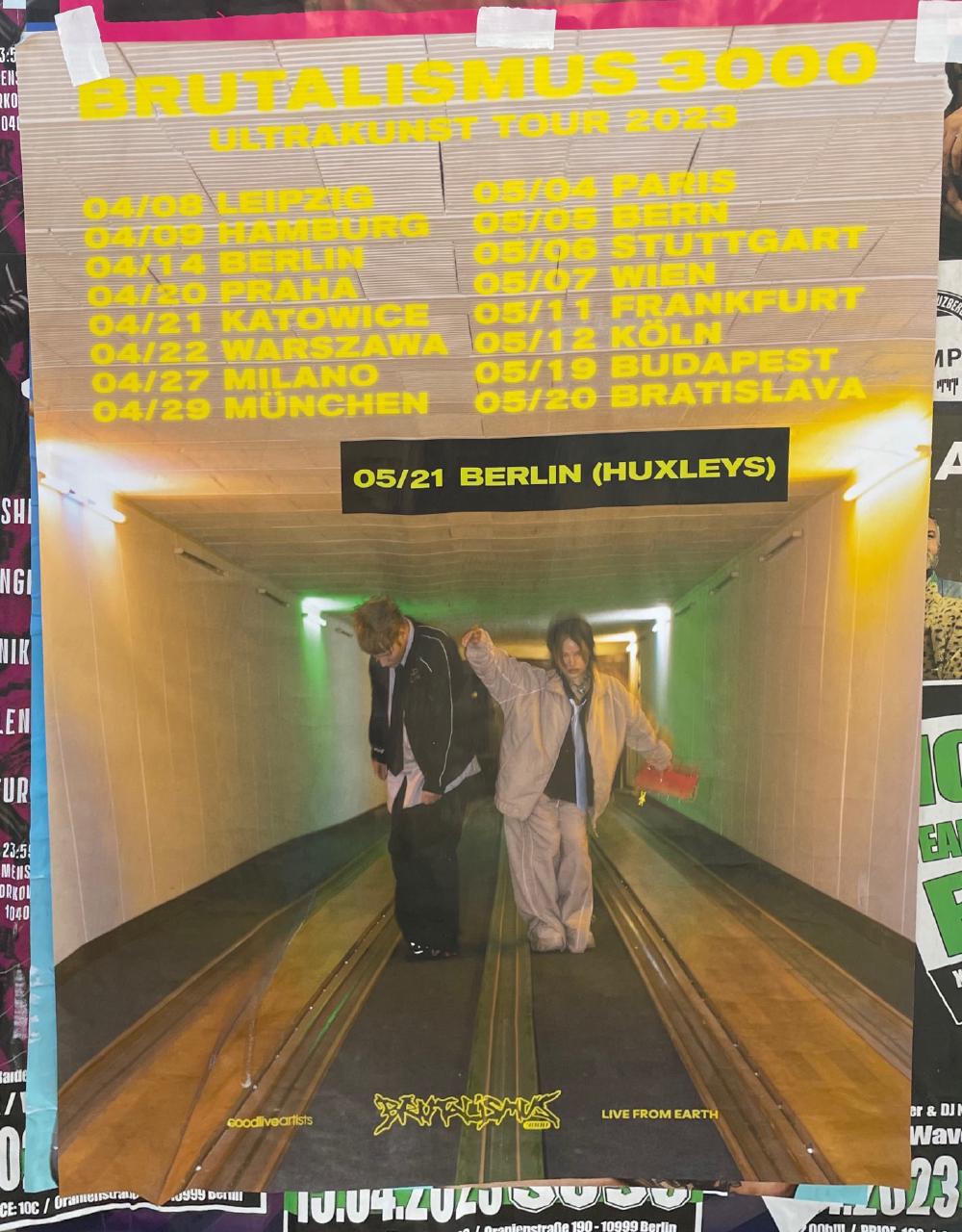 A poster for Brutalismus 3000 gig dates