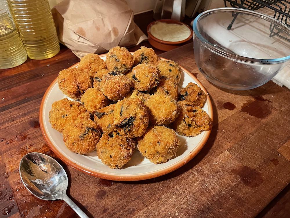 A plate of arancini